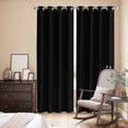 thumbnail image 3 of Pure Black Kitchen Curtains 84 Inch Length, Simple Solid Color Grommet Top Bedroom Living Room Curtains, Light Filtering Cafe Curtain Drapes 2 Panels Set 84''x84'', 3 of 8
