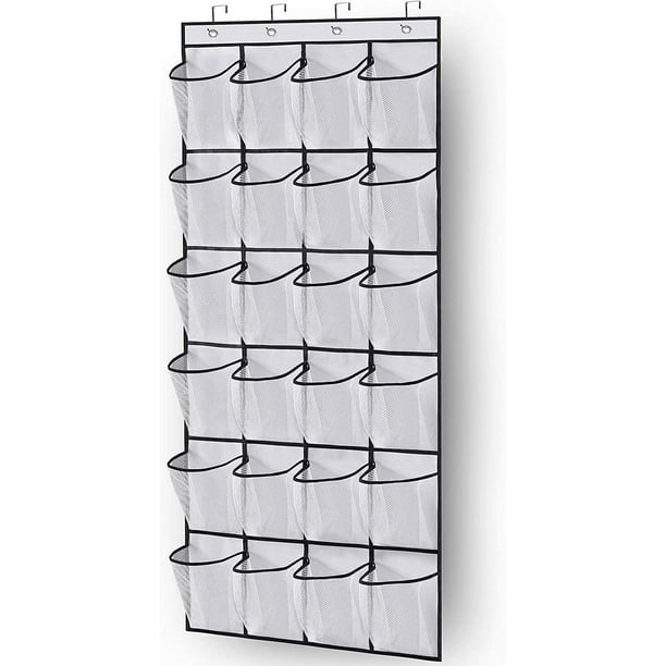RV 1 zapatero para colgar sobre la puerta, bolsa de almacenamiento para colgar con 24 bolsillos, almacenamiento para colgar zapatos, organizador colgante multifunción para dormitorio, baño brillar Electrónica