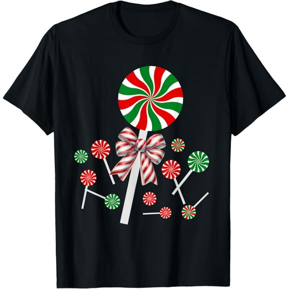 Exquisite and comfortable-Christmas Peppermint Bow Coquette Christmas Candy Cane T-Shirt