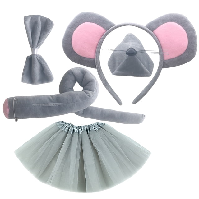 TAILTOSS 1 Set Rat Headband with Mouse Ears Tail for Cosplay Events in Multi Color