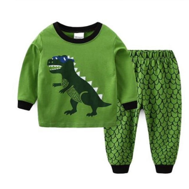 Pijamas con diseño de animales para niños, pijamas de frutas para bebés, ropa de dormir de manga larga, conjunto de ropa para niños, otoño e invierno, 2 piezas