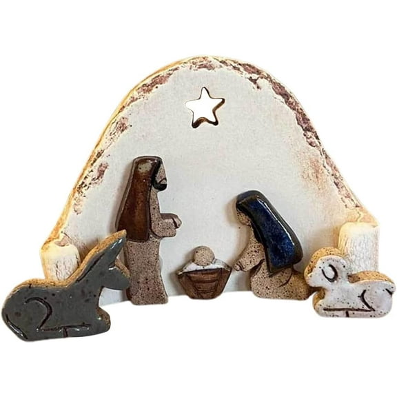 FDEEOM Nativity Set for Christmas Decor,Christian Nativity Resin Ornaments,Handicraft Nativity Scene Table Decorations for Easter Christmas Decor(A1)