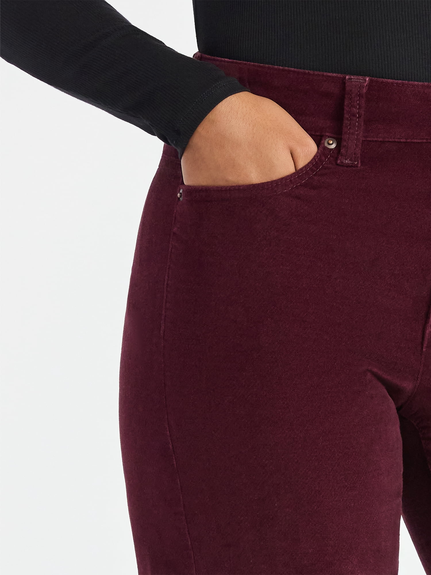 Time and Tru Women's Velvet Wide Leg Pants, 32" Inseam, Size 0-20
