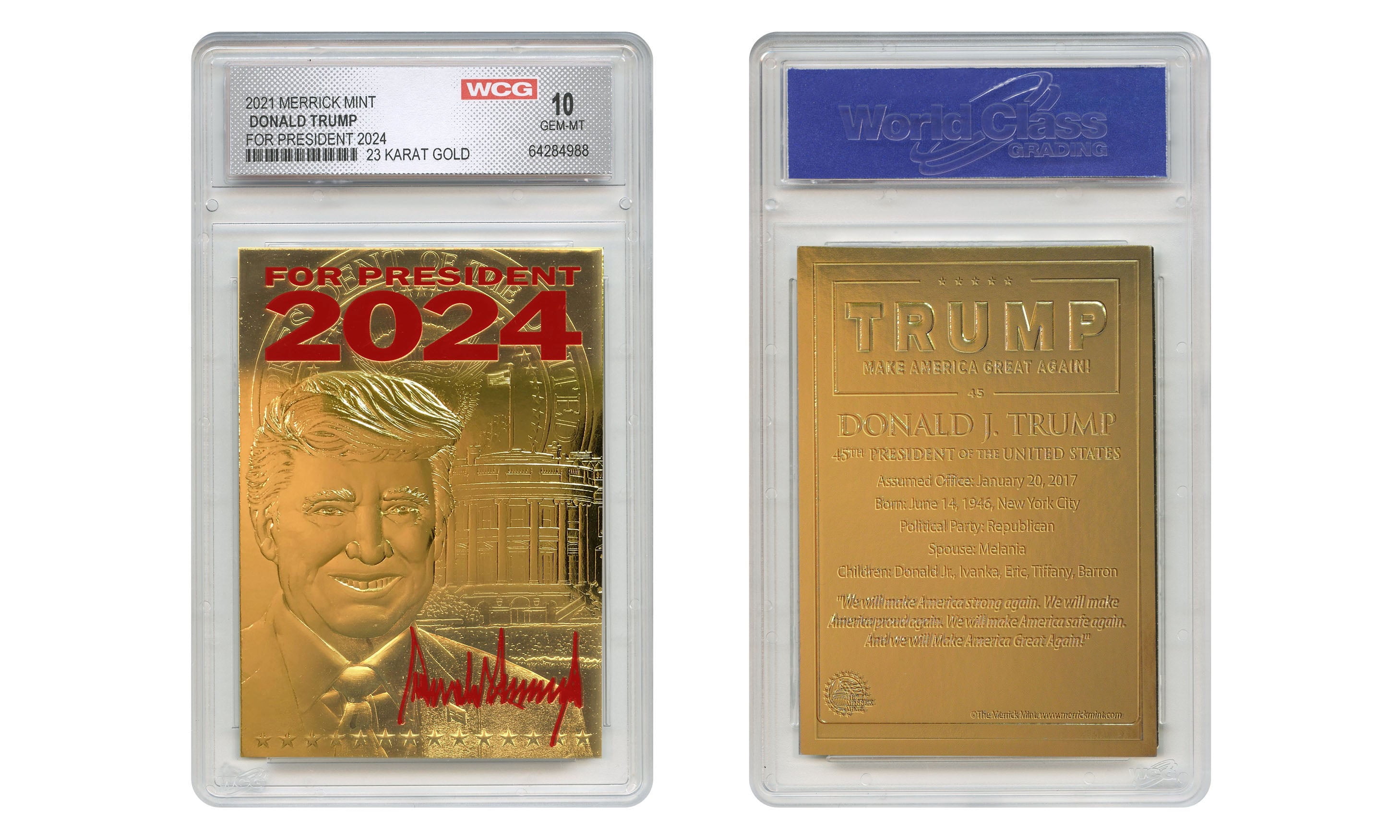 ポケットトランプ　Red DONALD TRUMP 47th President Gold Sculpted Card Red Signature