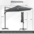 thumbnail image 3 of Costway 9 FT Patio Cantilever Umbrella with Sun-Protective Canopy, Top Air Vent Cross Base Gray, 3 of 10