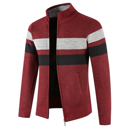 

Mens Autumn And Winter Color Matching Hooded Zipper Warm Cardigan Knitted Coat Seamless Socks for Men
