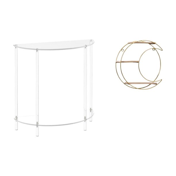 Mesa Auxiliar De Metal Acrílico Con Estante De Tres Niveles Para Colgar En La Pared, Mesa Auxiliar Decorativa Que Ahorra Espacio Para Baño, Sala De Estar, Decoración Moderna, Objetos De