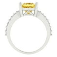 thumbnail image 4 of 2.44ct Princess Cut Yellow Crystal 18k White Gold Engraving Statement Bridal Wedding Designer Ring Size 9.5, 4 of 5