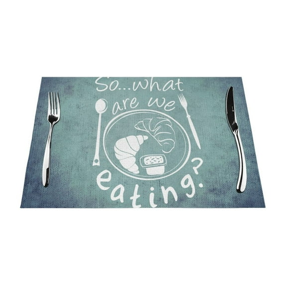 YFYANG Washable Heat-Resistant Placemats, 70% PVC/30% Polyester, Cartoon Cutlery Forks Food Plates Kitchen Table Mat, 12" x 18" 1 Piece