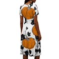 thumbnail image 5 of Womens Halloween Dress Spider V Neck Witch Hat Funny Wedding Guest Dresses Bat Short Sleeve Fall Wrap Dress XL, 5 of 5