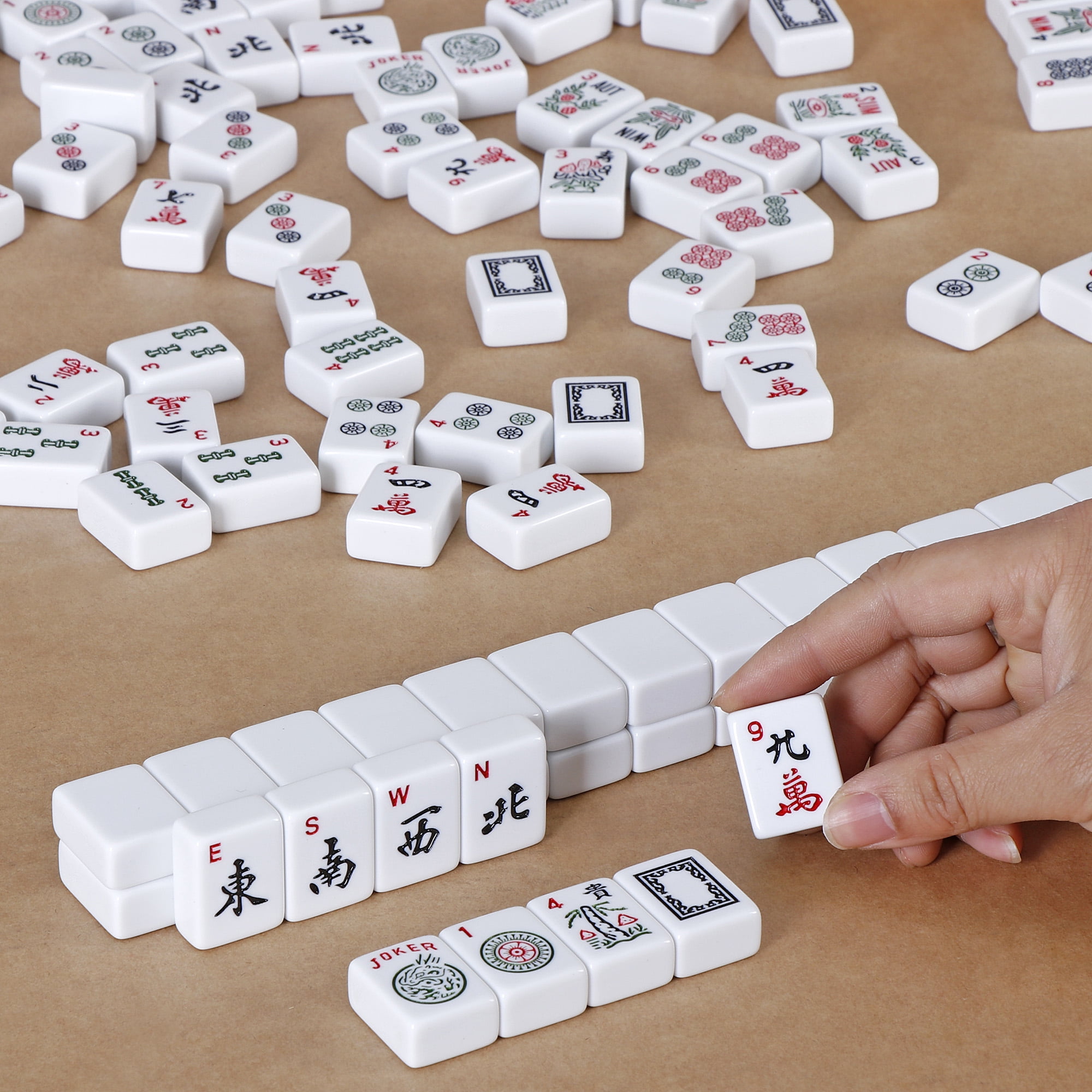 ZENY American & Chinese Mahjong 166 Tile Set, Travel Game with 4