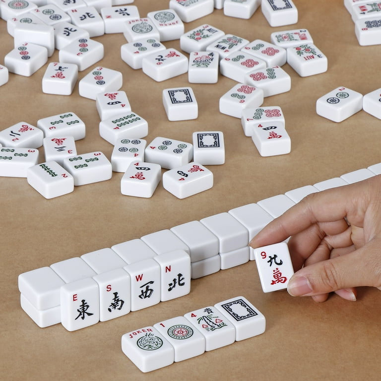 ZENY American & Chinese Mahjong 166 Tile Set, Travel Game with 4