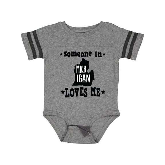 Inktastic Michigan Travel Gift Someone Loves Me Boys or Girls Baby Bodysuit