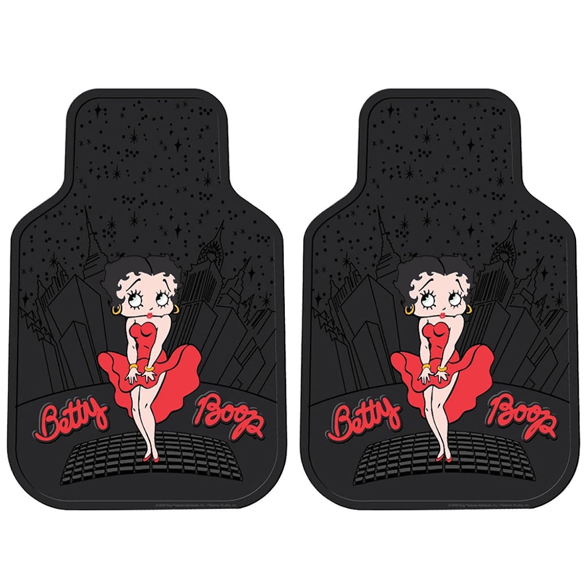 Plasticolor Betty Boop Skyline Car Accessories Set - Seat Cover, Mats, Wheel Cover, Sunshade Set