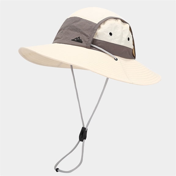 Super Wide Brim Bucket Hat UPF50 Waterproof Sun Hat Sun Summer Travel Fishing Hiking Fisherman Hat (Beige)
