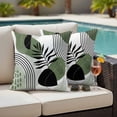 thumbnail image 4 of Boho Geometric Outdoor Waterproof Pillow Covers, Green Ethnic Abstract Stripes Motifs Decorative Square Throw Pillowcase Sofa Cushion Sham for Patio/Couch/Chair, 24"x24" 2 Pack, 4 of 8