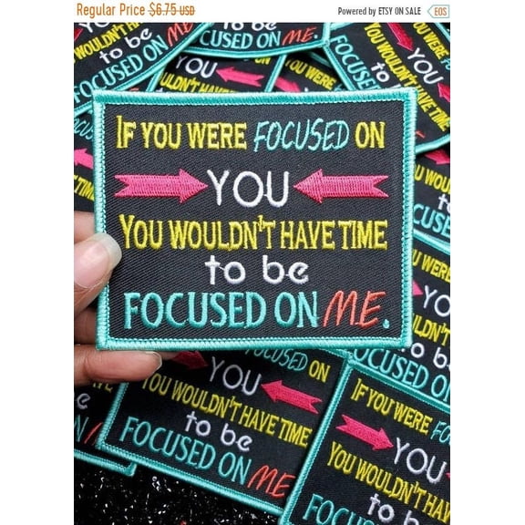 Colorful Patch, 4.5x3" Embroidered Patch "Focus" iron-on, Patch/Applique, Statement Patch, Hustle Patch, Entrepreneur Applique