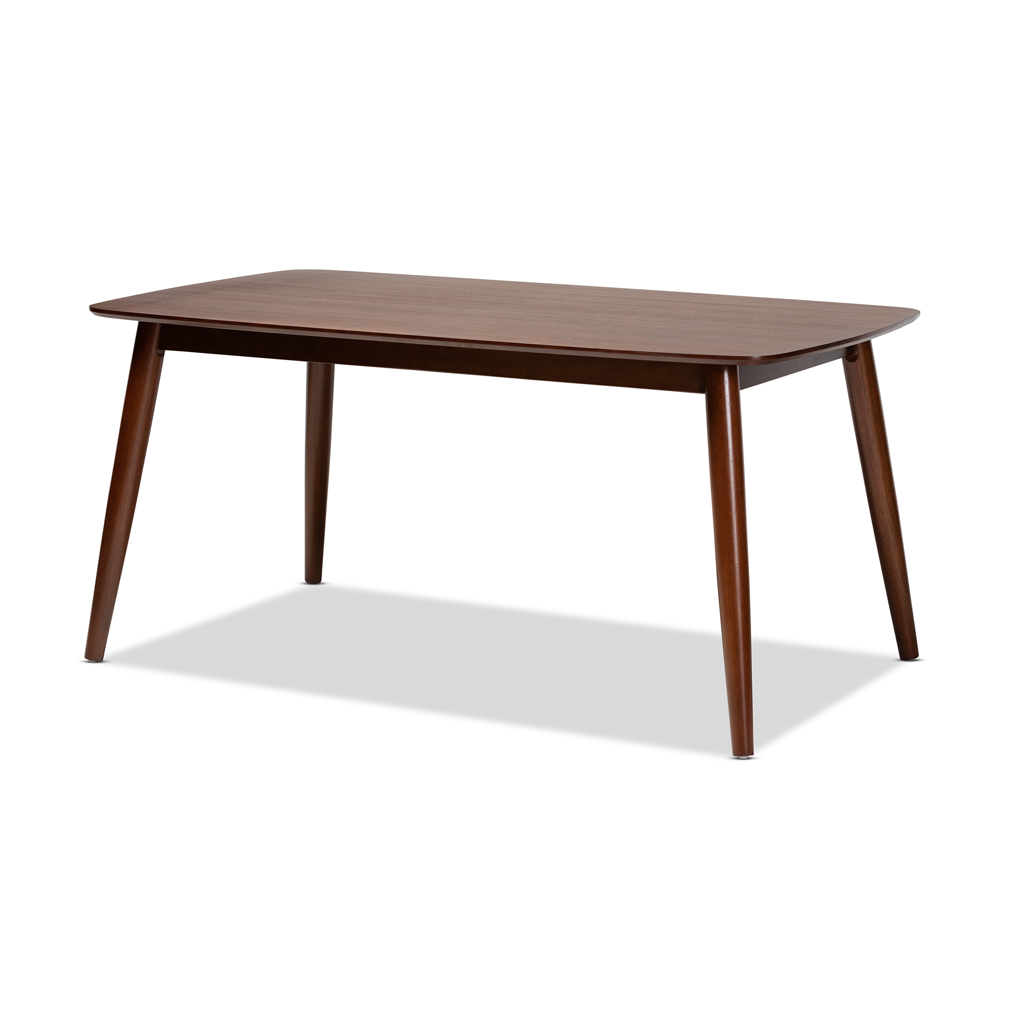 Baxton Studio Amato MidCentury Modern Light Gray Fabric Upholstered Walnut Finished Wood 5Piece Dining Set