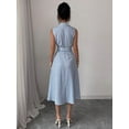 thumbnail image 2 of Women's Sleeveless Stripe Midi Dress with Collar and Belt - Summer Casual Dress, 2 of 10