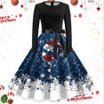 thumbnail image 1 of Vestidos de Verano Para Mujer Vestido de Navidad de Manga Larga Con Cuello Redondo y Lazo Vestido Elegante de Fiesta Con Cintura En A, 1 of 3