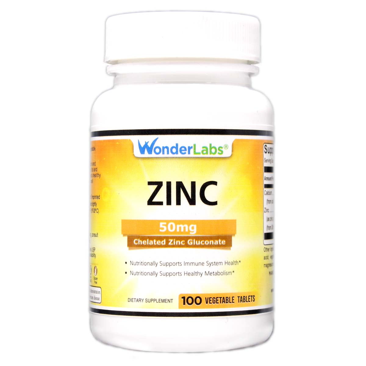 Zinc 50 mg | Chelated Zinc Gluconate - 100 Tablets