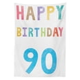 thumbnail image 3 of Ambesonne Colorful Tablecloth Rectangular Table Cover, Happy 90th Birthday, 52"x70", Multicolor, 3 of 4
