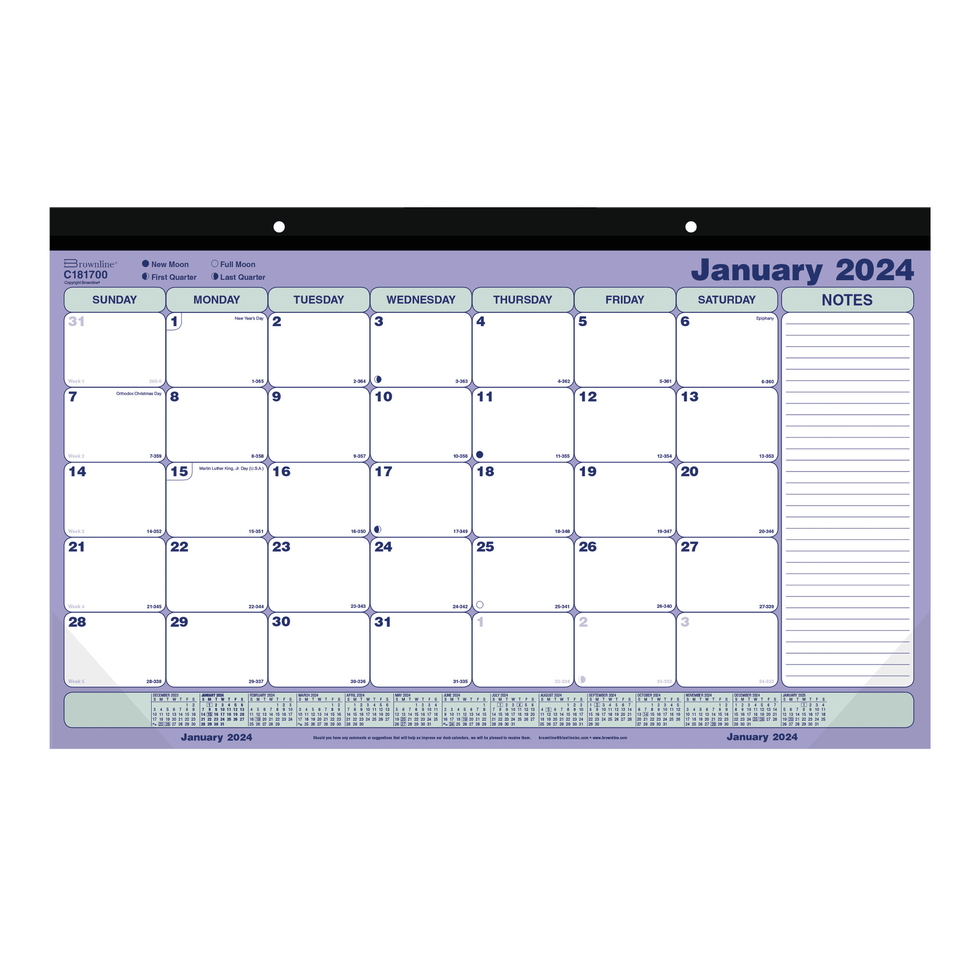 2024 Brownline® Monthly Desk Pad Calendar, 173/4" x 107/8", January