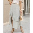 thumbnail image 3 of FreshPrettyWomen Summer Spring Boho Long Skirts Dress Floral Print Elastic Waist Split Ruffle High Low Beach Maxi Skirt, 3 of 6