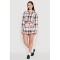 thumbnail image 2 of Womens Plaid Flannel Cropped Long Sleeve Shirt, 2 of 5