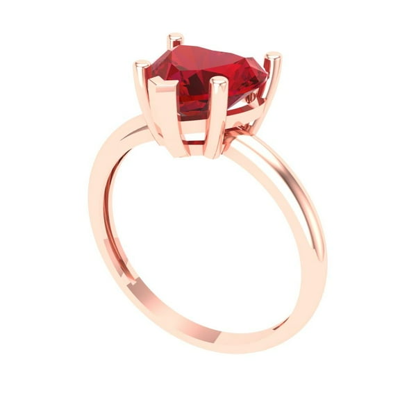 2 ct Heart Cut Simulated Pink Tourmaline Solitaire Engagement Ring for Women in 14K Rose Gold