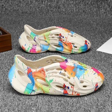 

Men‘s Foam Slides Comfortable Clogs Couple Graffiti Garden Shoes Casual Non-slip Sport Sandals Lightweight Slippers For Indoor Outdoor Beach