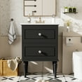 thumbnail image 3 of Euroco 24'' Bathroom Vanity Cabinet with Ceramic Sink Combo Set, Solid Wood Frame Modern Bathroom Storage Cabinet with 2 Drawers, 3 of 9
