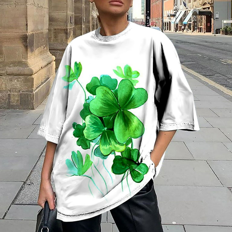 fartey Womens St Patrick's Day Tshirts Clearance Sale, Lucky Four