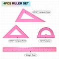 thumbnail image 3 of Uxcell 4pcs Triangular Ruler Set 30cm Plastic Ruler Protractor Triangle Ruler, Red, 3 of 6