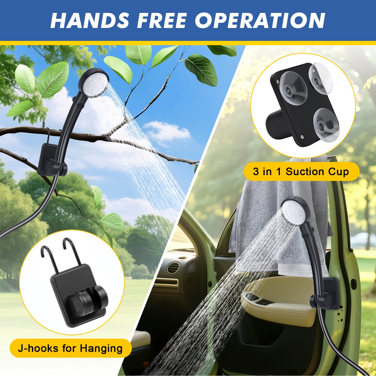 Fohil Upgrade Portable Camping Shower, 6000mAh Outdoor Electric Shower Rechargeable Pump with Intelligent Digital Display