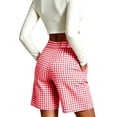 thumbnail image 4 of Hurxie Womens Gingham Lounge Shorts High Waisted Summer Pajama Beach Casual Loose Fit Summer Shorts with Pockets Red,L, 4 of 6