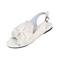 thumbnail image 2 of HTHLVMD Comfort Open Toe Beach Shoes, Female Casual Spring Summer Comfortable Bow Round Toe Open Toe One-Line Buckle Flat Sandals, Designed for Easy Wear And Versatile Style, White 10, 2 of 8