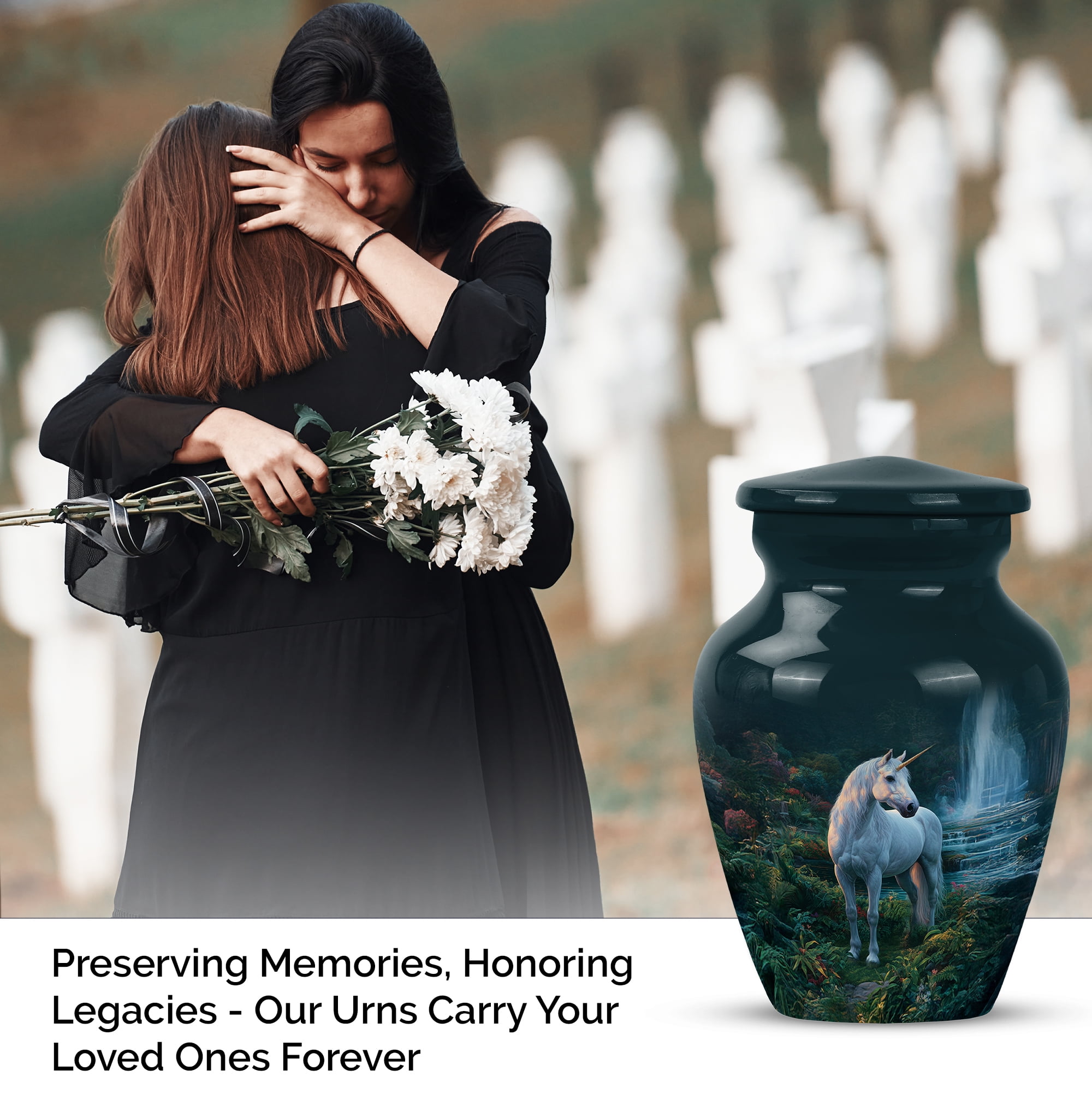 Unicorn Small Keepsake Urn For Adult Male And Female, Blue Mini Urn For Ashes For Women And Man, 3 Inch Miniature Urns For Human Ashes Adult Brother And Sister