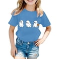 thumbnail image 2 of Weebloom Kids Halloween Shirts Boys Girls Hallowmas Cute Printed T Shirt Short Sleeved Tops For 1-13 Years Tees 4-5 Years Blue, 2 of 3