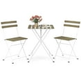 thumbnail image 2 of Costway 3 PCS Patio Acacia Wood Bistro Set Bistro Table with 2 Folding Chairs Slatted Seat Gray, 2 of 10