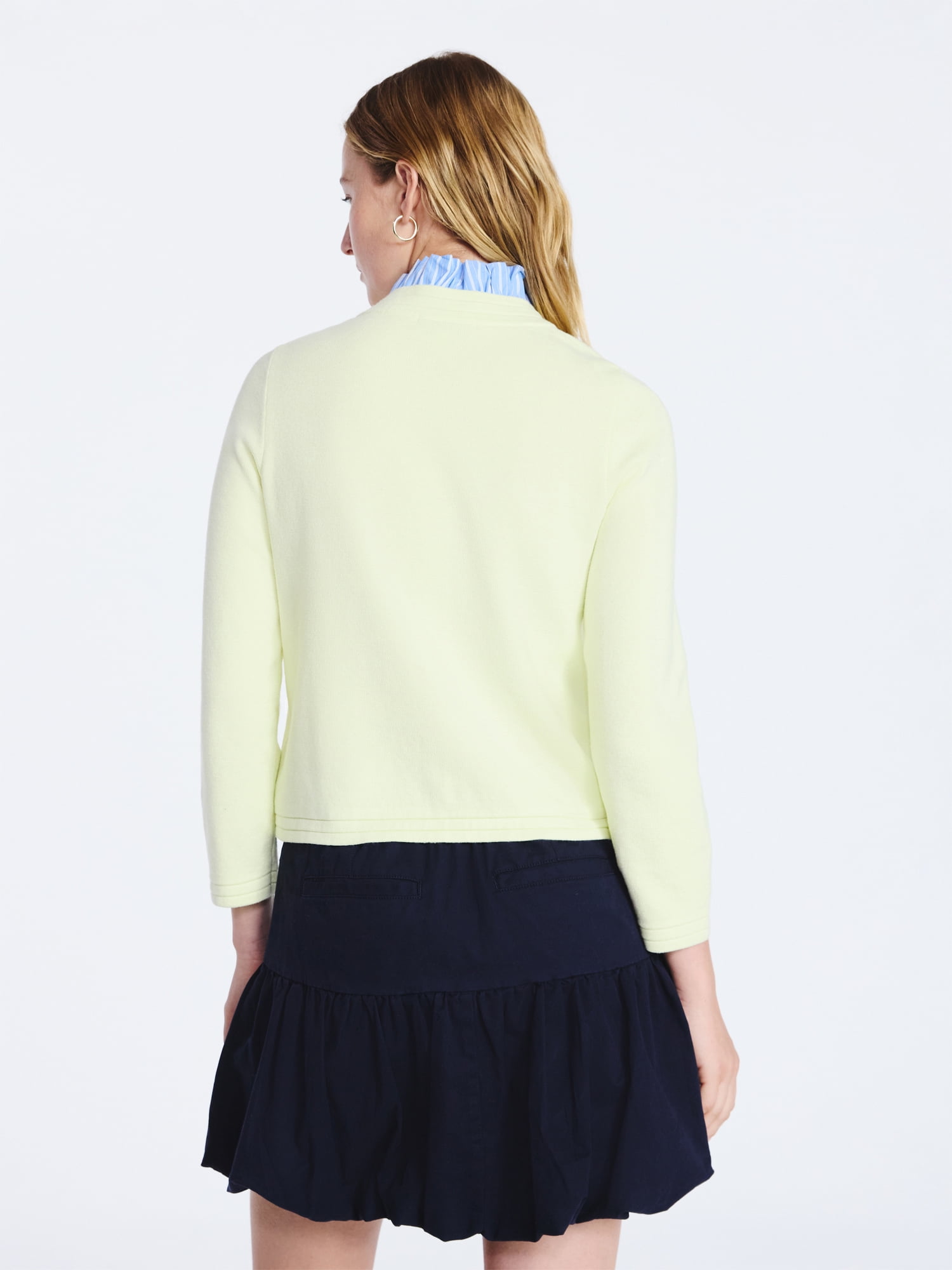 Free Assembly Women's Ruffle Neck Cardigan Sweater, Midweight, Sizes XS-XXL