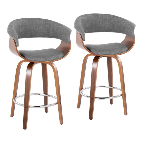 LumiSource Grey Vintage Mod 26" Fixed-Height Counter Stool - Set of 2