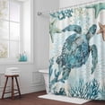 thumbnail image 5 of Ocean Turtle Starfish Fabric Shower Curtain Summer Blue Washable Shower Curtains for Bathroom, Waterproof Bath Curtain with Hooks Home Decor 72x72in, 5 of 8