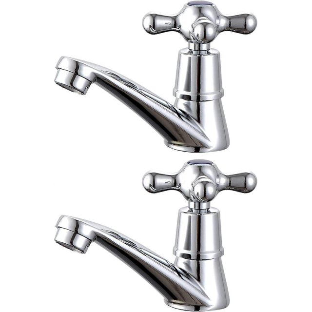 KAIYANG 1 par de grifos para lavabo, grifo de lavabo con palanca cruzada para agua fría y caliente para baño