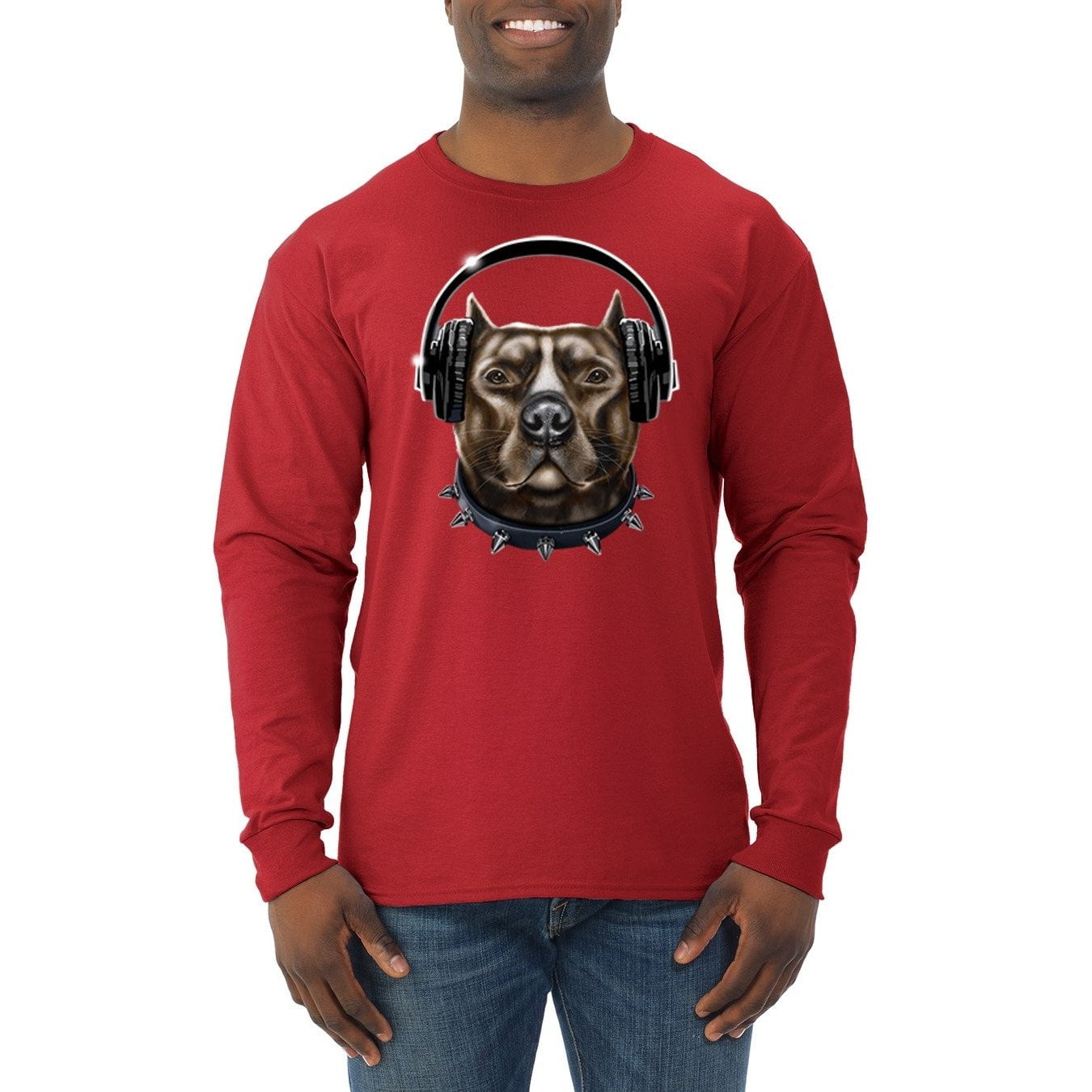 Bull Dog, Spiked Collar, and Headphones 
