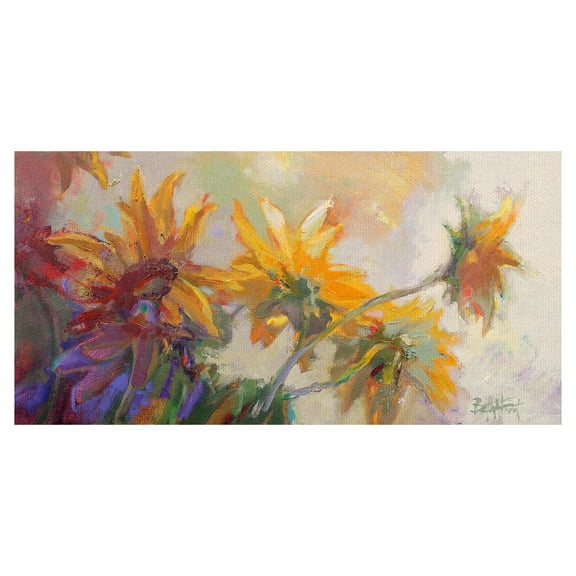 Masterpiece Art Gallery Three Long Sunflower Stems by Beth Forst Canvas Art Print 24" x 48"