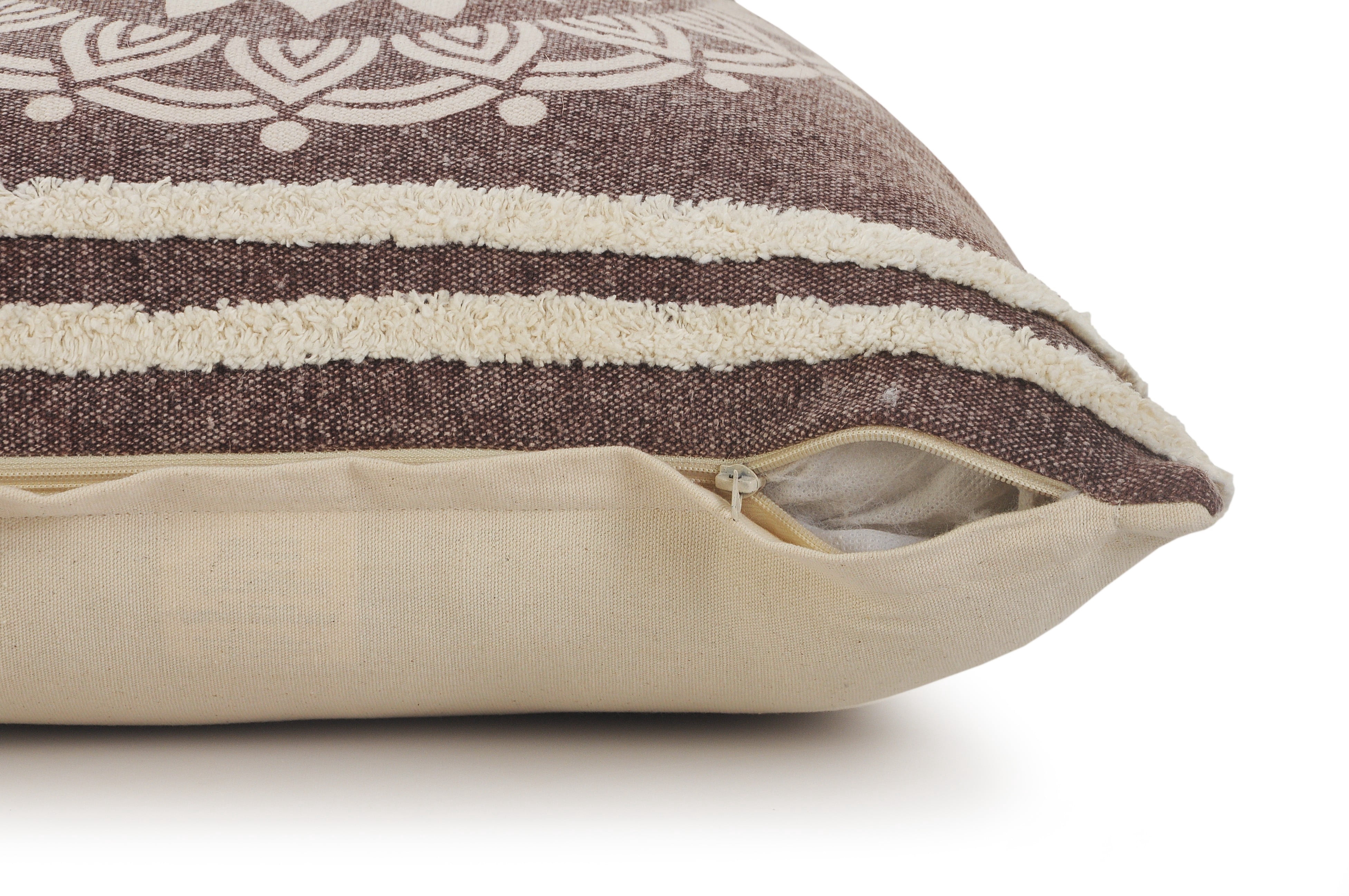 Harlow Hill Medallion Striped Square Throw Pillow - 20" - Brown and White - Set of 2