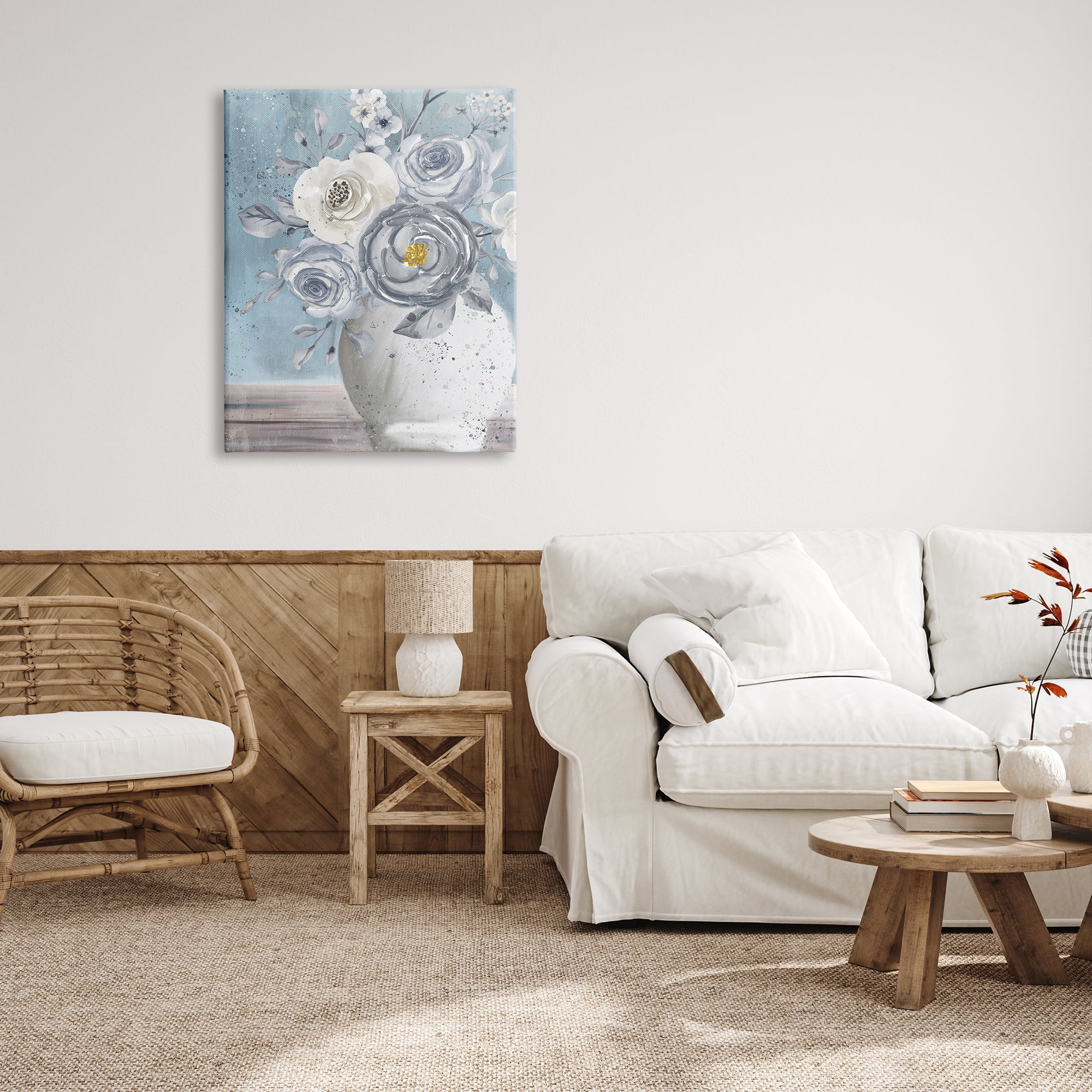 Stupell Industries Speckled Flower Arrangement Vase Varied Full Blooms Painting Gallery Wrapped Canvas Print Wall Art, Design by Kim Allen