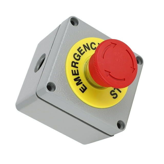 Emergency Switch Box 1 Button Stop Control Operation Box, IP66 Waterproof Emergency Stop Switch, Quick Stop Single Push Button Switch, 80x75x60 Mushroom Head Emergency Push Button
