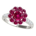 thumbnail image 2 of Aonejewelry 1 Carat Halo Created Ruby Diamond Engagement Ring In 14k Solid White Gold, 2 of 4